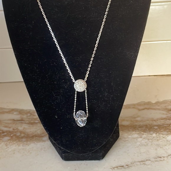 Swarovski Crystal Cut Crystal & Pavé Circle Ball Silver Necklace Pendant - Picture 2 of 12